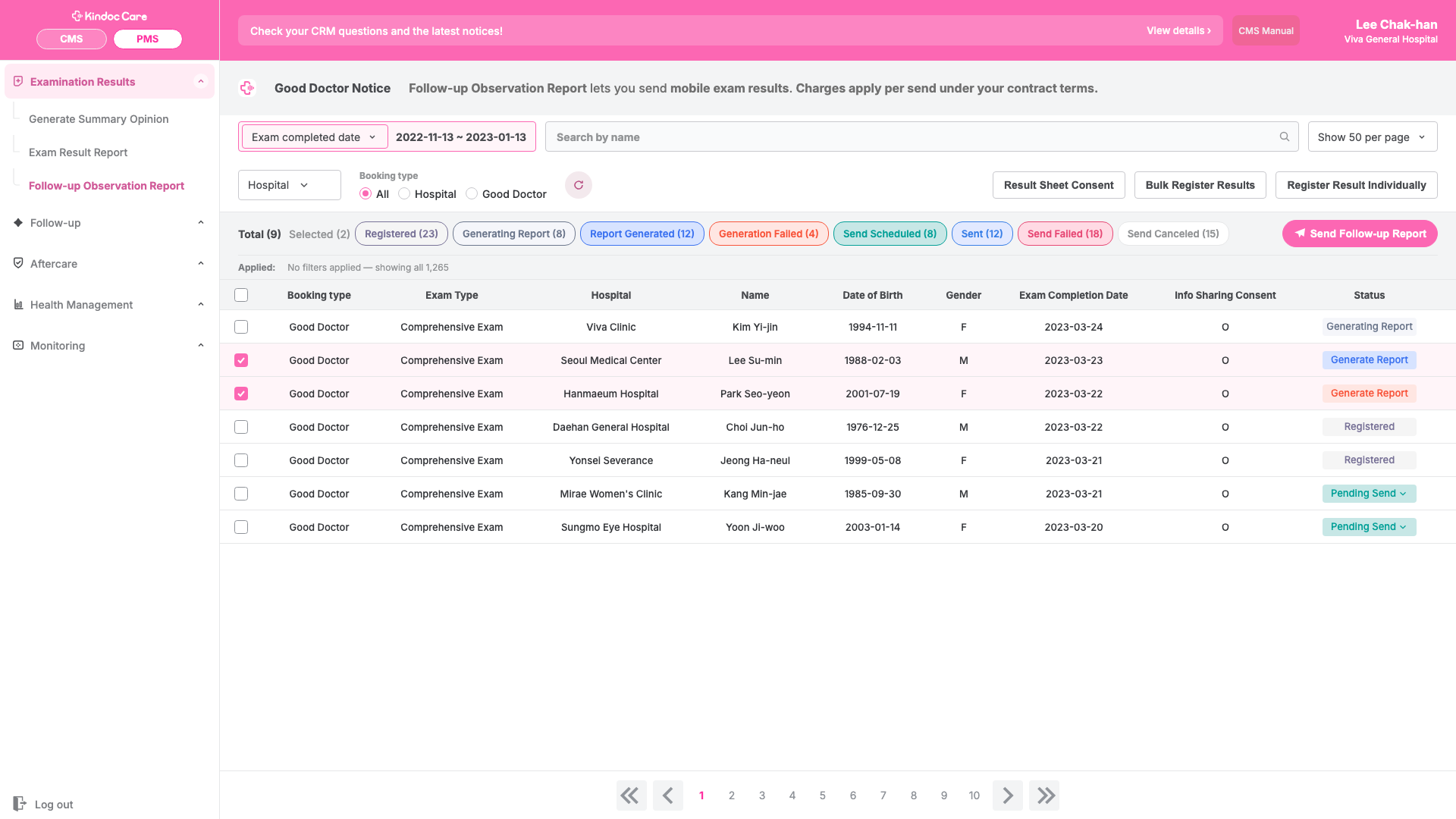 Improved follow-up report filter